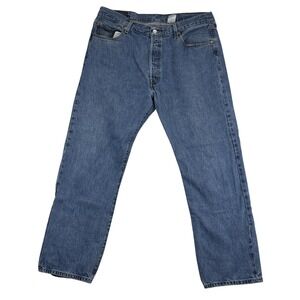 Levis 501 Jeans Mens 40x32 Blue Denim Straight Leg Button Fly Classic Fit Pants‎